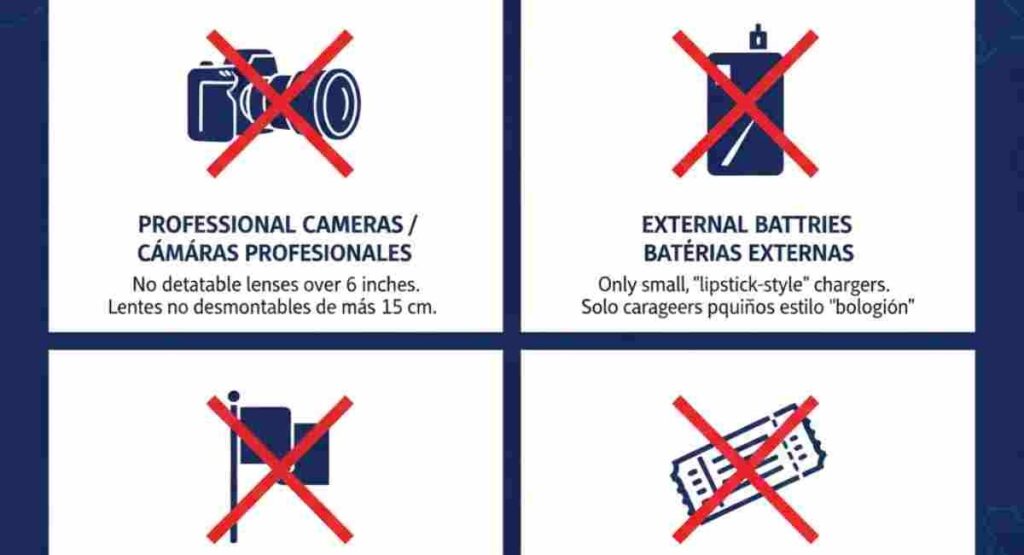 fifa world cup 2026 prohibited items stadium rules reglas