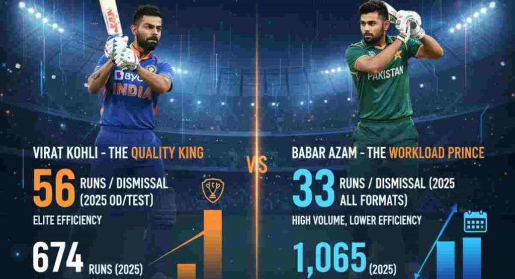 kohli vs babar efficiency stats 2025 26