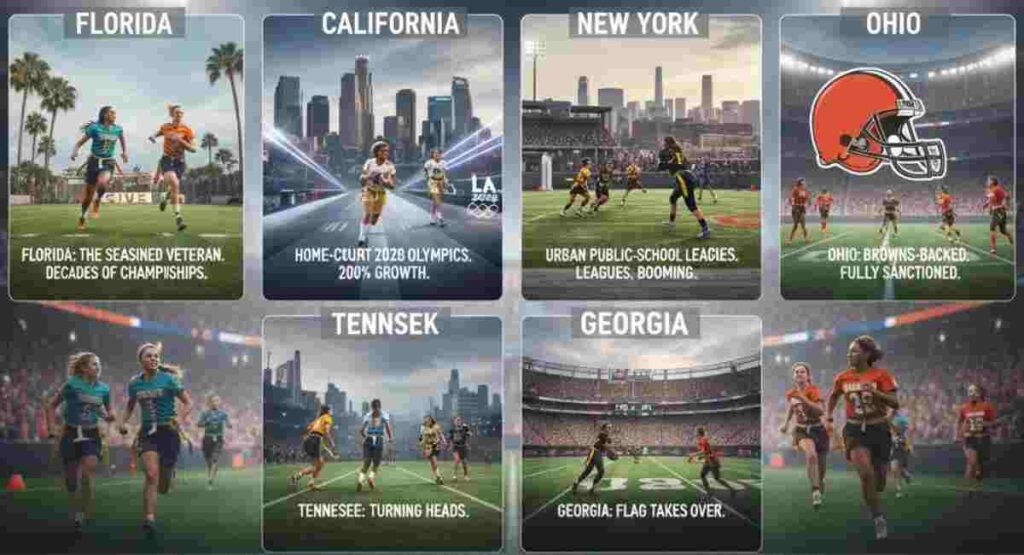 regional hotbeds girls flag football usa 2026