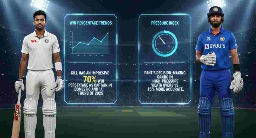 cricket analytics next captain of india gill vs pant stats