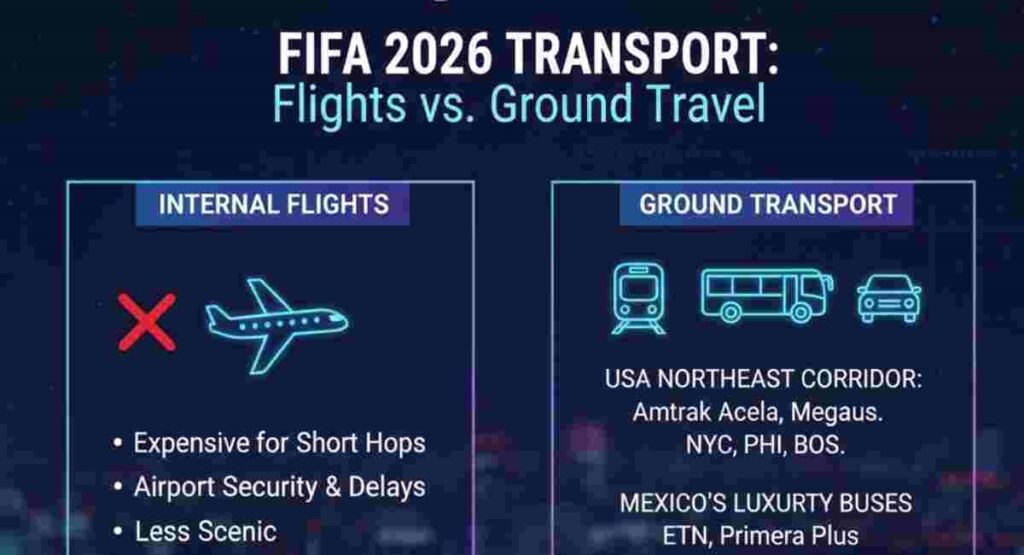 fifa 2026 flights vs ground transport usa mexico