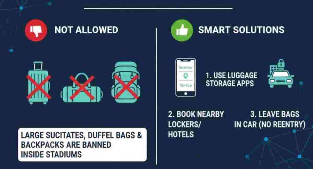 fifa 2026 no luggage policy storage solutions