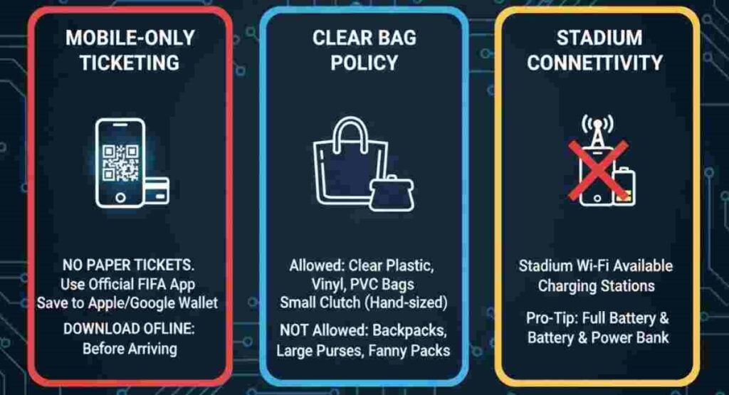 fifa 2026 stadium policies clear bag digital wallet