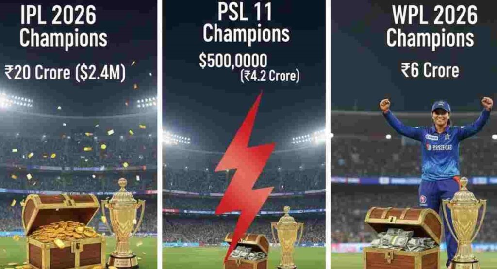 ipl 2026 vs psl 11 vs wpl prize money comparison