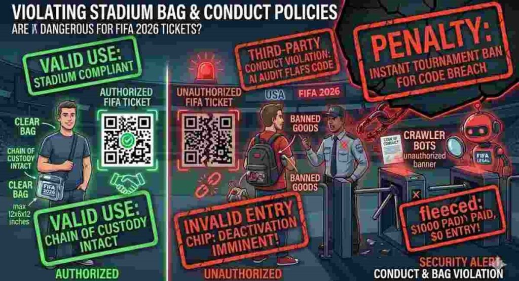 fifa 2026 tickets violating stadium bag conduct policies infographic