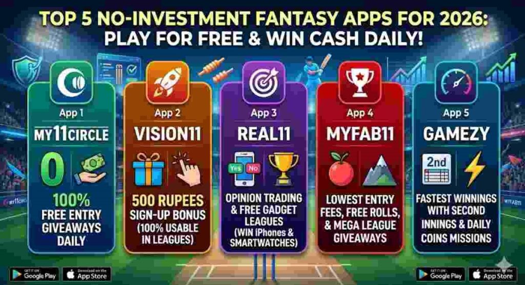 Top 5 No-Investment Free Fantasy Apps 2026 Comparison Table