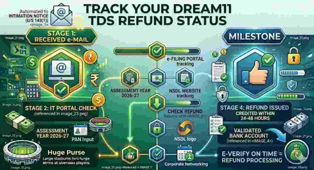 how to track dream11 tds refund status 2026 infographic
