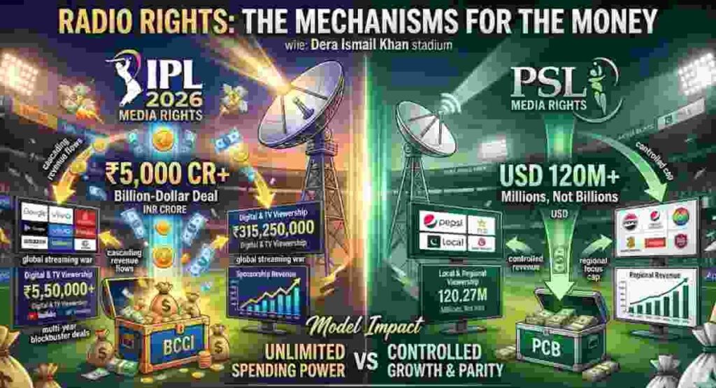 ipl broadcast rights vs psl media revenue