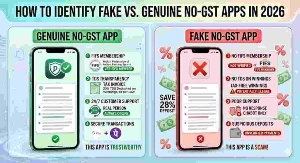 fake vs genuine no gst fantasy apps