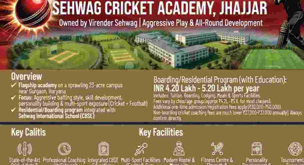 sehwag cricket academy jhajjar costs