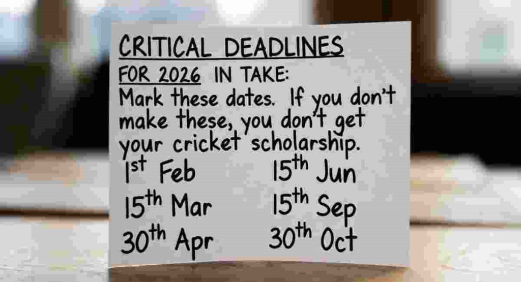 uk cricket scholarship deadlines 2026