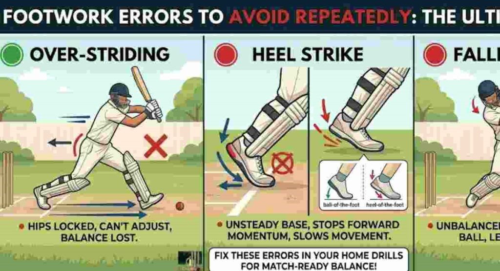 cricket footwork errors infographic
